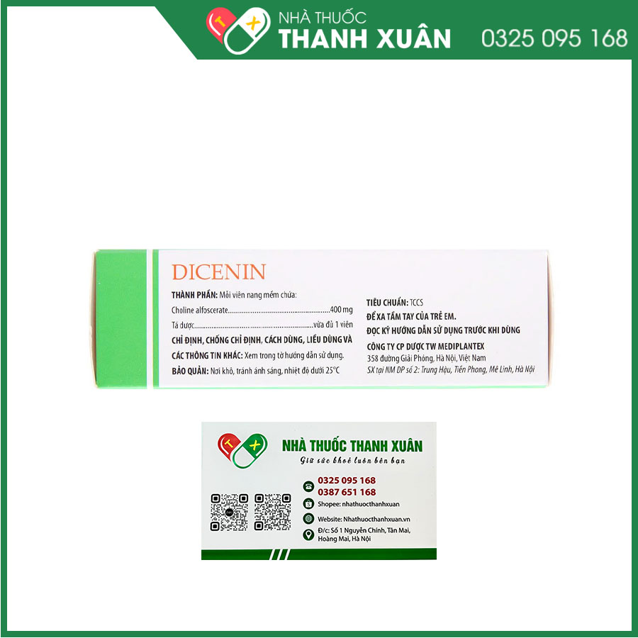 Dicenin điều trị đột quỵ, tăng tuần hoàn não, sa sút trí tuệ